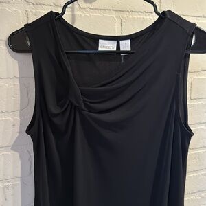 Chicos shift dress NEW black side twist neckline sleeveless stretch classic sz 1